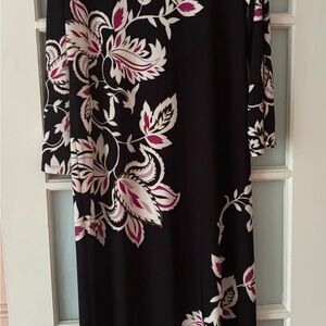 Chico's Black and Pink Floral Long Sleeve Dress